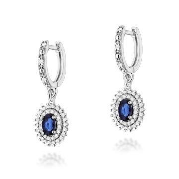Cercei Aur 14K cu Safir 0.70 ct si Diamante Naturale 0.44 ct - Img 3