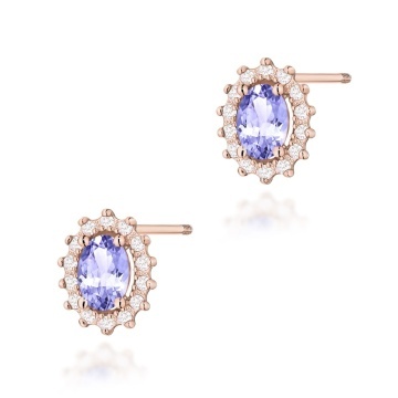 Cercei Aur 14K cu Tanzanit 0.40 ct si Diamante Naturale 0.24 ct Filet cu Protectie - Img 7