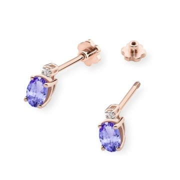 Cercei Aur 14K cu Tanzanit 0.70 ct si Diamante Naturale 0.03 ct Filet cu Protectie - Img 8