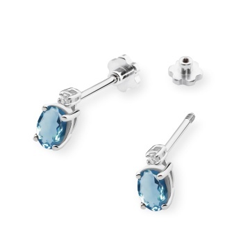 Cercei Aur 14K cu Topaz London Blue 0.50 ct si Diamante Naturale 0.03 ct Filet cu Protectie - Img 5