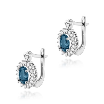 Cercei Aur 14K cu Topaz London Blue 0.50 ct si Diamante Naturale 0.19 ct - Img 3