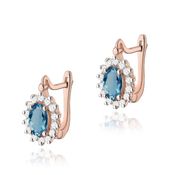 Cercei Aur 14K cu Topaz London Blue 0.50 ct si Diamante Naturale 0.24 ct - Img 5