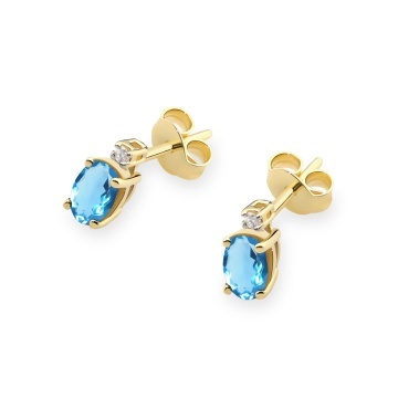 Cercei Aur 14K cu Topaz Swiss 0.50 ct si Diamante Naturale 0.03 ct - Img 2