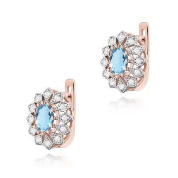 Cercei Aur 14K cu Topaz Swiss 0.50 ct si Diamante Naturale 0.21 ct - Img 3