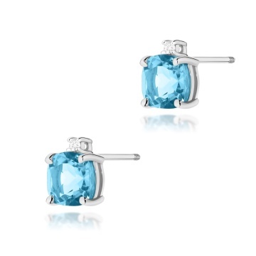 Cercei Aur 14K cu Topaz Swiss 1.10 ct si Diamante Naturale 0.03 ct Filet cu Protectie - Img 7