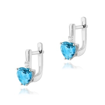 Cercei Aur 14K cu Topaz Swiss 1.20 ct si Diamante Naturale 0.03 ct - Img 4