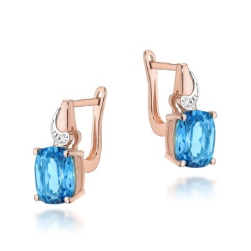 Cercei Aur 14K cu Topaz Swiss 2.40 ct si Diamante Naturale 0.01 ct - Img 6