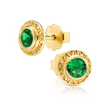 Cercei Ažur din Aur 8K cu Zirconiu Verde - Img 4
