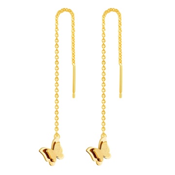 Cercei Butterfly Effect Inox cu lantisor - placati cu AUR 18K