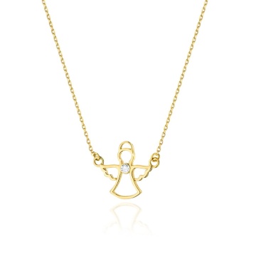 Colier Aur 14K cu Diamant Natural 0.01 ct - Img 6