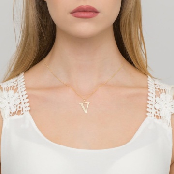Colier Aur 14K cu Diamant Natural 0.01 ct - Img 2