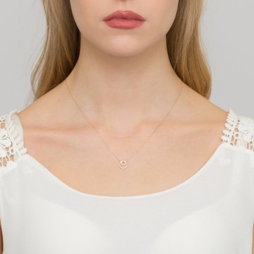 Colier Aur 14K cu Diamante Naturale 0.01 ct - Img 5
