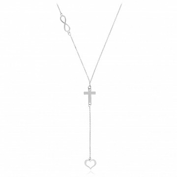 Colier Bliss Mix din argint 925 - cu infinit, cruciulita si inimioara - Img 2