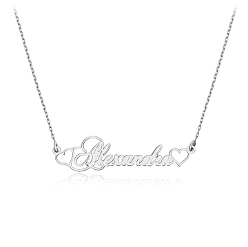 Colier Caligraphy din argint personalizabil cu orice nume si inimioare - Img 1