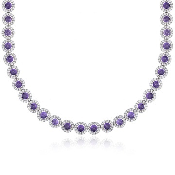 Colier din argint 925 cu cristale Angel Collection - Purple Edition