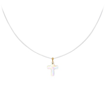 Colier Shiny Small Cross din AUR 14K și fir transparent