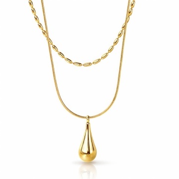 Colier Teardrop din Inox placat cu Aur