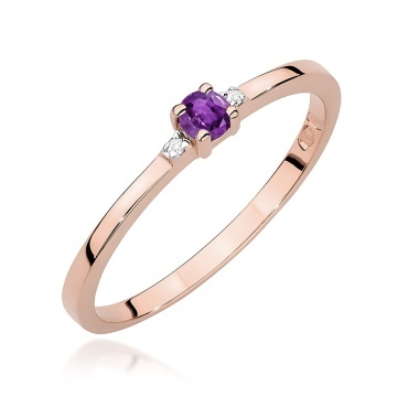 Inel Aur 14K cu Ametist 0.10 ct si Diamante Naturale 0.01 ct - Img 5