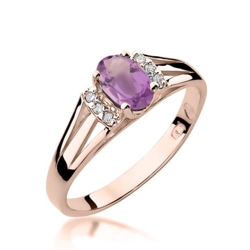 Inel Aur 14K cu Ametist 0.40 ct si Diamante Naturale 0.05 ct - Img 5