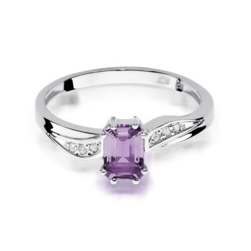 Inel Aur 14K cu Ametist 0.50 ct si Diamante Naturale 0.03 ct - Img 5