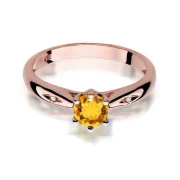 Inel Aur 14K cu Citrin 0.50 ct si Diamante Naturale 0.01 ct - Img 9