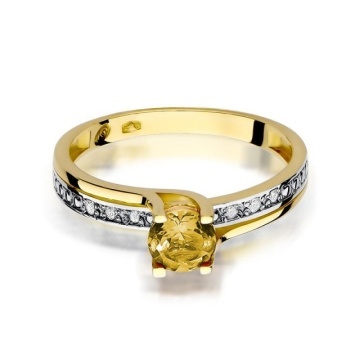Inel Aur 14K cu Citrin 0.50 ct si Diamante Naturale 0.03 ct - Img 2