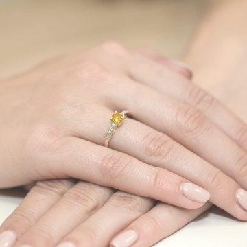 Inel Aur 14K cu Citrin 0.50 ct si Diamante Naturale 0.05 ct - Img 7