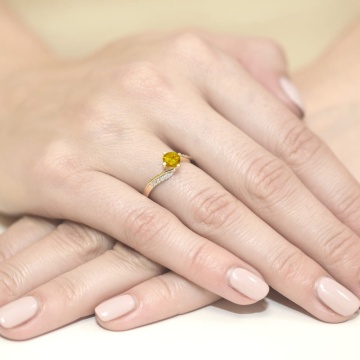 Inel Aur 14K cu Citrin 0.50 ct si Diamante Naturale 0.05 ct - Img 7
