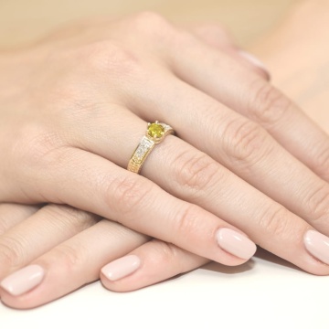 Inel Aur 14K cu Citrin 0.50 ct si Diamante Naturale 0.08 ct - Img 7