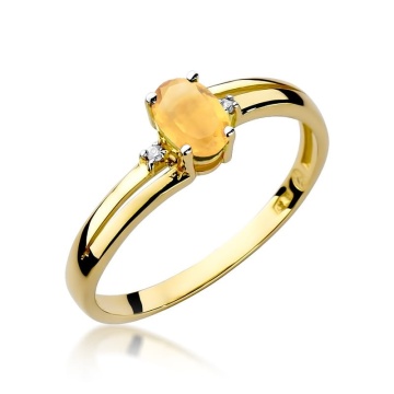 Inel Aur 14K cu Citrin 0.60 ct si Diamante Naturale 0.03 ct