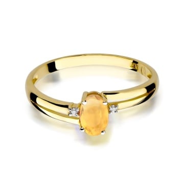 Inel Aur 14K cu Citrin 0.60 ct si Diamante Naturale 0.03 ct - Img 2
