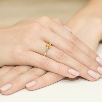 Inel Aur 14K cu Citrin 0.60 ct si Diamante Naturale 0.05 ct - Img 4