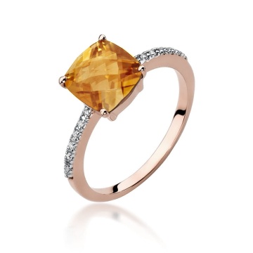 Inel Aur 14K cu Citrin 2.00 ct si Diamante Naturale 0.07 ct - Img 7