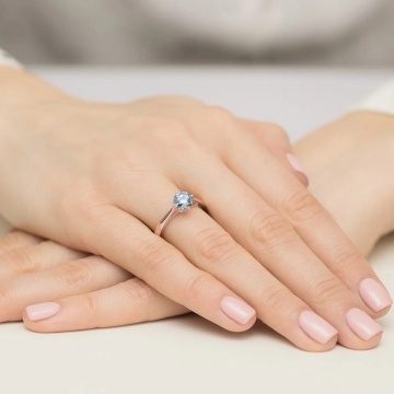Inel Aur 14K cu Diamant Albastru de Laborator 1.00 ct - Img 8