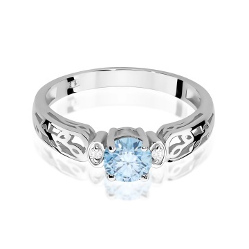 Inel Aur 14K cu Diamante Albastre de Laborator 0.52 ct - Img 10