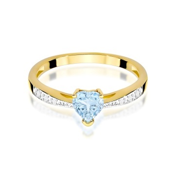 Inel Aur 14K cu Diamante Albastre de Laborator 0.53 ct - Img 2
