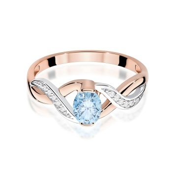 Inel Aur 14K cu Diamante Albastre de Laborator 0.55 ct - Img 6