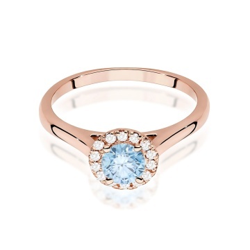 Inel Aur 14K cu Diamante Albastre de Laborator 0.62 ct - Img 6