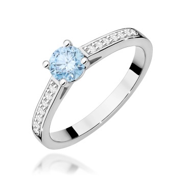 Inel Aur 14K cu Diamante Albastre de Laborator 0.62 ct - Img 9
