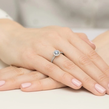 Inel Aur 14K cu Diamante Albastre de Laborator 0.74 ct - Img 12