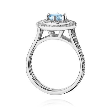 Inel Aur 14K cu Diamante Albastre de Laborator 1.11 ct - Img 11