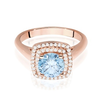 Inel Aur 14K cu Diamante Albastre de Laborator 1.28 ct - Img 6