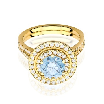 Inel Aur 14K cu Diamante Albastre de Laborator 1.63 ct - Img 2