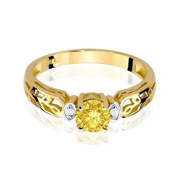 Inel Aur 14K cu Diamante Galbene de Laborator 0.52 ct - Img 2