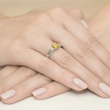 Inel Aur 14K cu Diamante Galbene de Laborator 0.52 ct - Img 12