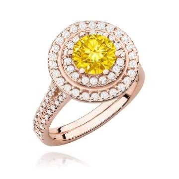Inel Aur 14K cu Diamante Galbene de Laborator 1.63 ct - Img 5