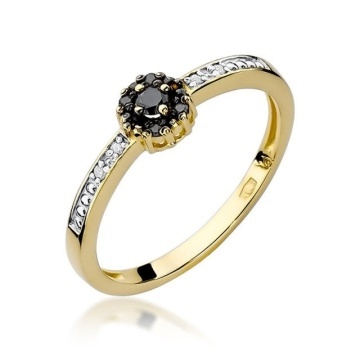 Inel Aur 14K cu Diamante Naturale Albe si Negre 0.09 ct