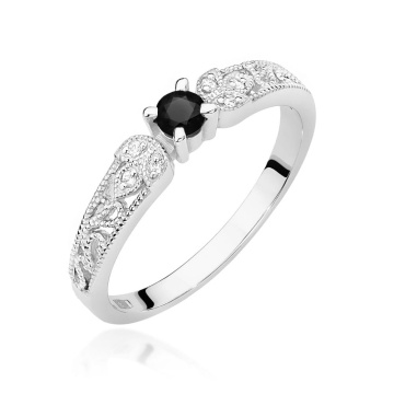 Inel Aur 14K cu Diamante Naturale Albe si Negre 0.15 ct - Img 9