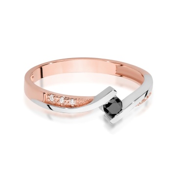 Inel Aur 14K cu Diamante Naturale Albe si Negre 0.15 ct - Img 7