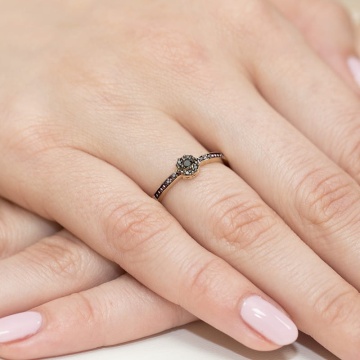 Inel Aur 14K cu Diamante Naturale Negre 0.09 ct - Img 4
